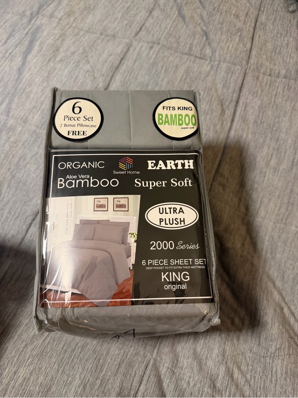 Earth Organic Bamboo King Sheet Set - Gray